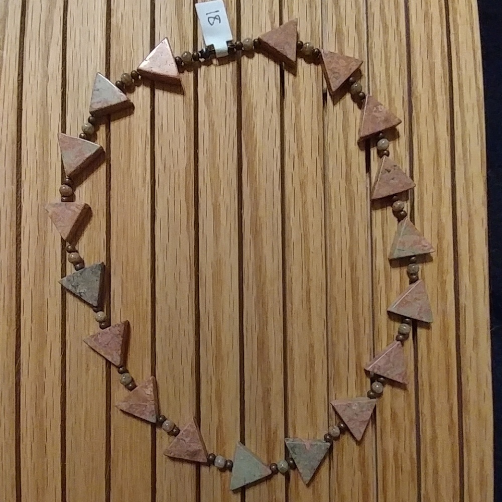 Geometric epidote natural stone necklace